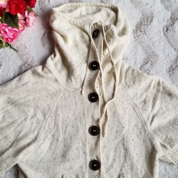 Rubbish Mock Neck Cotton Blend Big Button Drawstring Cardigan Size S - Picture 6 of 8